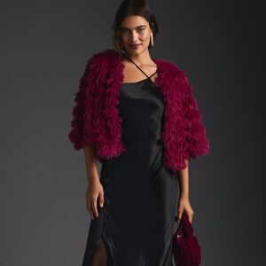 NWOT Anthropologie Faux Fur Cape in Pink